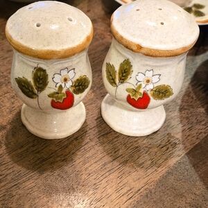 Vintage Mikasa Ceramic Stoneware Salt and Pepper Shakers with Strawberry Design